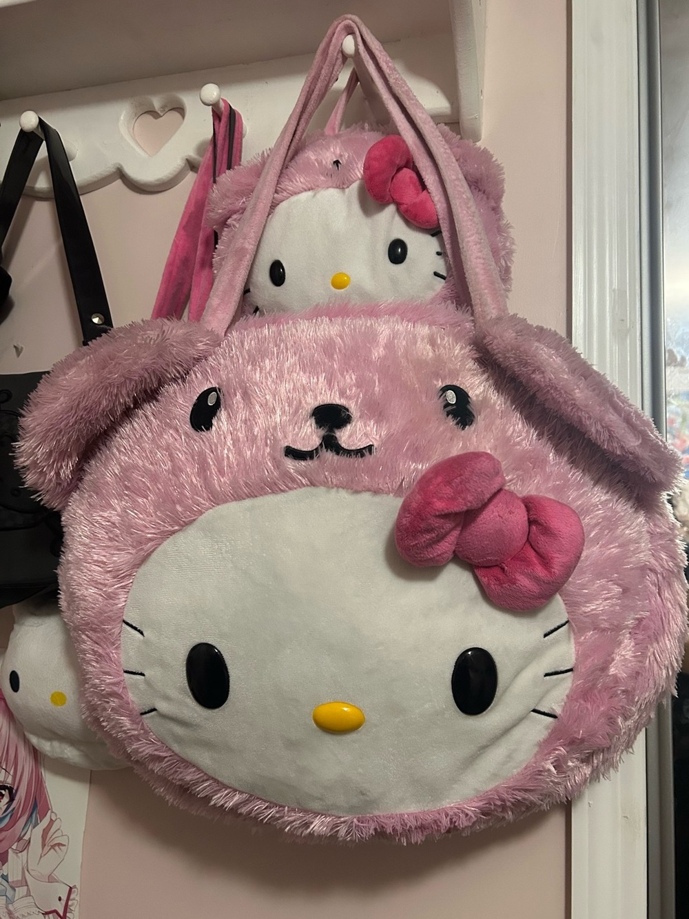 Hello kitty pink bear purse tote bag